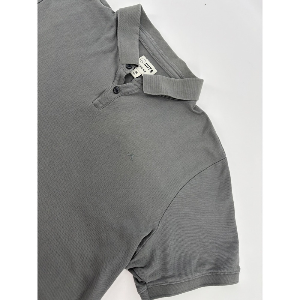 Cuts Curve-Hem Polo Shirt Mens XXL Grey Pima Cotton Short Sleeve Pique L1075